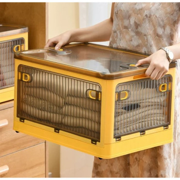 Cutie de depozitare pliabila,  Cu capac, 40 L, Plastic, 47x35x24.5 cm, Portocaliu