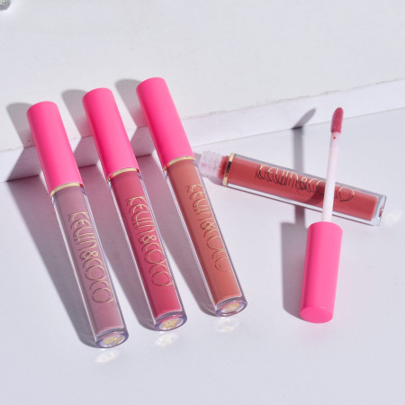 Set de Buze, KEVIN & COCO, Cloud Bubble, 4 Lip Gloss-uri,  15.1 x 8.1 x 2 cm, Roz/Nude