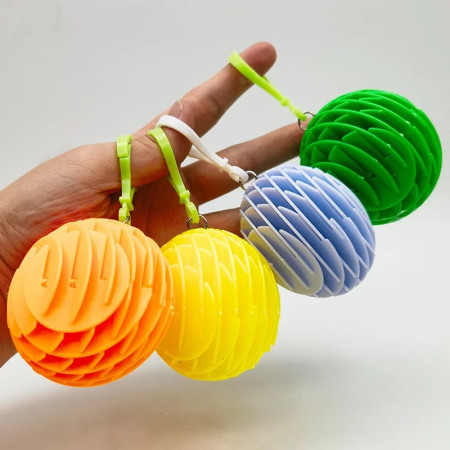 Jucarie Worm Fidget de Decompresie, Cyrax, Anti Stres, Dimensiune Compacta 6 cm, Dimensiune Extinsa 15.5 cm, Albastru eschis