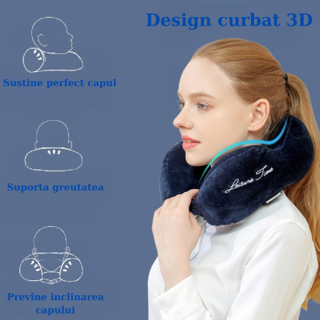 Perna de Calatorie,  Pentru Gat, din Bumbac, cu 4 Cocoase, Ajustabila, Albastru