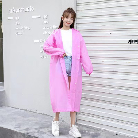 Pelerina de Ploaie,  pentru Adulti 150-180 cm, din EVA, Impermeabila, Rezistenta la Vant, Inchidere cu Capse, 140 g, Roz