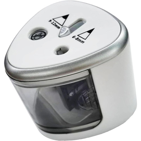 Ascutitoare Electrica cu 2 Gauri,  Gri, Baterii 4 x AA (neincluse), 7.5 x 7.5 x 7.5 cm, Gri