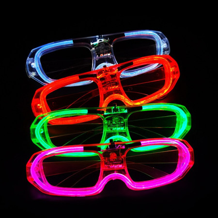 Ochelari de Petrecere cu LED, Cyrax, Model Neon, din Plastic, 3 Moduri de Iluminat, Marime Universala, Multicolor
