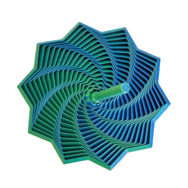Jucarie Decompresie, Cyrax, Model Stea 3D, DuoChrome, Maner Spirala, Turn Magic Geometric, Multiple Forme, Anti-stress, 17 cm, Verde/Albastru