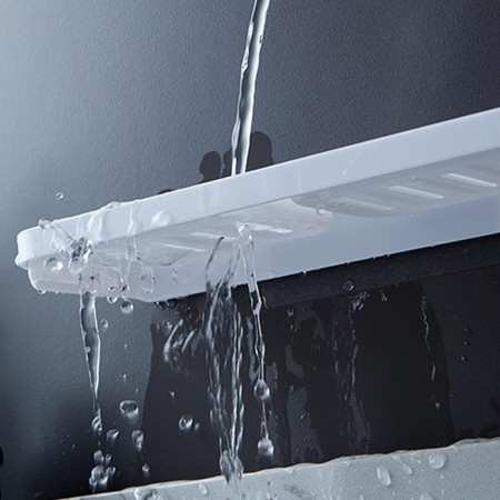 Savoniera Dubla,  de Perete, cu Compartiment de Scurgere, Montare prin Lipire, 26 x 8 x 4 cm, Alb/Gri