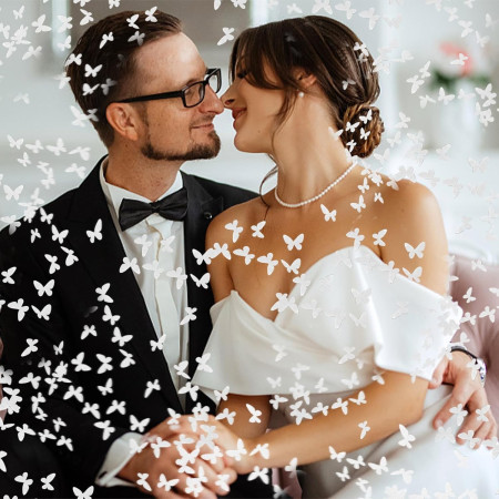 Tun de Confetti, Cyrax, Confetti Cannon 40 cm, Model Fluturi din Hartie, Alb