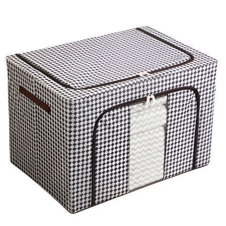 Cutie de Depozitare Pliabila,  Cu fermoar Bidirectional, 24 L, Textil, 40x30x20 cm, Cadru Metalic, o Fereastra, Suport Baza Stabil din Plastic, Design Zebra, Alb Negru