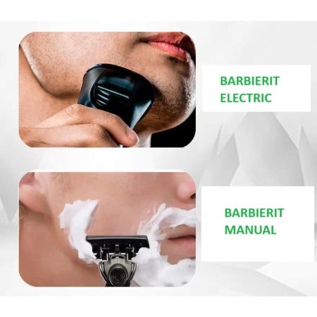 Aparat de Ras Manual,  din Otel Inoxidabil, Suport Lama + 10 Capete de Schimb Incluse, Cutie pentru Lame, Negru