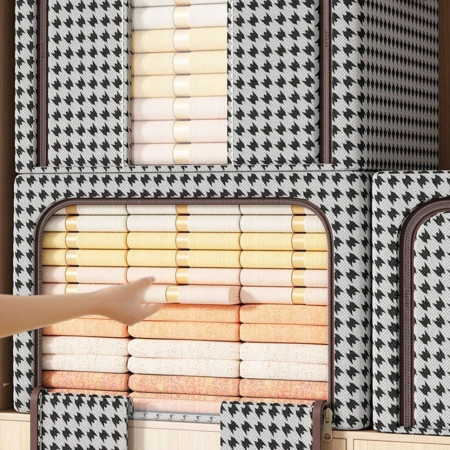 Cutie de Depozitare Pliabila,  Cu fermoar, 66 L, Textile, 50x40x33 cm, Design Zebra