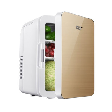 Mini frigider cosmetice, Cyrax, dubla functie de incalzire/racire, portabil, Exterior -19x28x26 cm, Interior - 14x24x15, cm 8L, gold