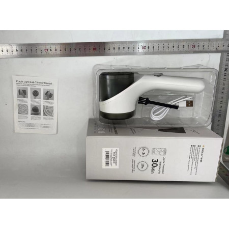 Aparat Scame si Par Haine,  Electric, USB inclus, Periuta Curatare, pentru Diferite Tesaturi, 3 Trepte, 20.5 x 8.8 x 7 cm, Alb