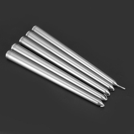 Lumanare Decorativa,  pentru Masa, 25 cm, din Parafina, fara Fum, Ardere 7.5h, Argintiu