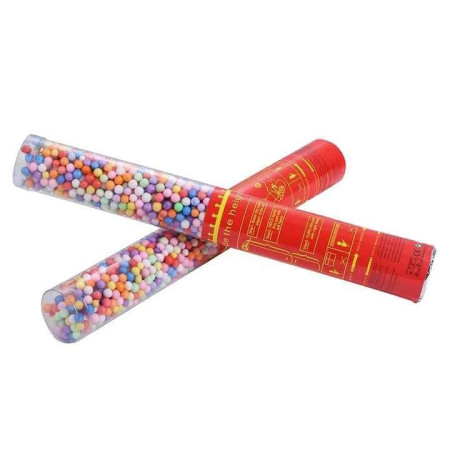 Tun de Confetti, 30 cm. Cyrax, Model Bilute, Confetti din Polistiren, Ambalaj de Plastic, Multicolor