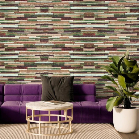 Set 10 Placi Tapet 3D,  70 x 77 cm, Grosime 3 mm, din Polietilena, Model Caramida, Suprafata acoperita 5.3 mp, Caramida Colorata