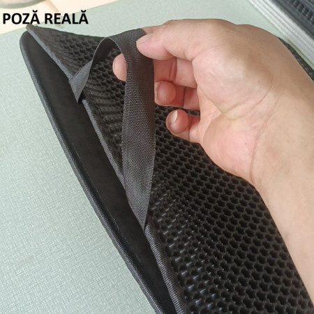 Covoras pentru Litiera,  Covor cu Doua Fete pentru Pisici, Rezistent la Apa, Colectare Granule de Nisip, Antiderapant, 40x50 cm, Negru