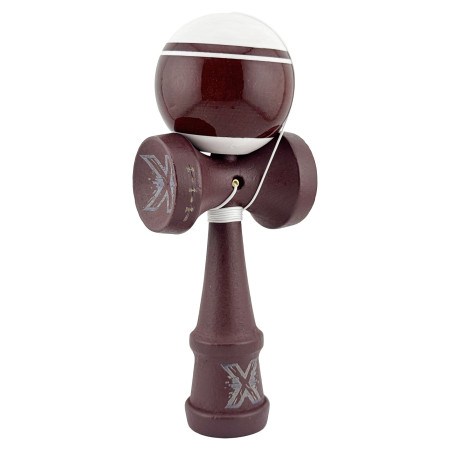 Kendama X Originala, Profesionala, Cyrax, Super Sticky Legendary, Rulment Metalic cu Ata 55 cm, Alb/Maro