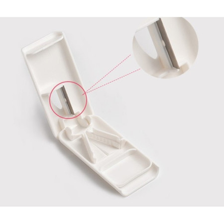 Dispozitiv taiere si depozitare medicamente,  Bej, Plastic, 8 x 4 x 1.8 cm