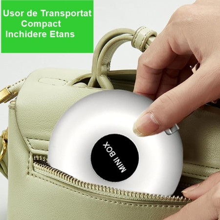 Cutie Depozitare Medicamente,  6 Compartimente, Inchidere Etans, Portabila, Rotund, Alb/Negru, PP, 8.4x2.9x8.5 cm