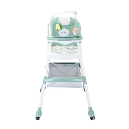 Scaun de Masa pentru Copii, Cyrax, Multifunctional, Pliabil, cu Roti, Cos de Depozitare, din Plastic, Centura de Siguranta, Suport de Agatat Jucarii, 110 x 60 x 70 cm, Verde
