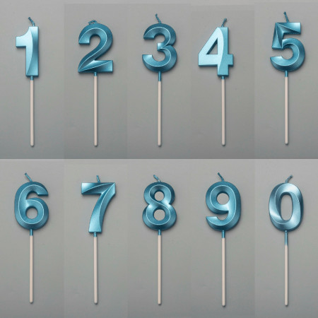 Lumanare Cifra 2, Cyrax, Model Diamond, 5 x 3.4 cm, Albastru