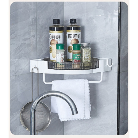 Suport Depozitare,  din Plastic, Rotativ 360 grade, Montare fara Perforatii, pentru Baie/Bucatarie, Gri