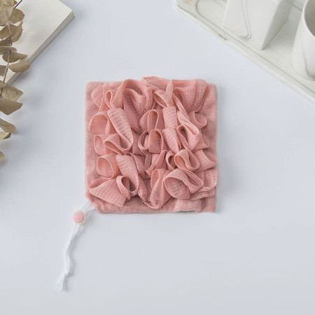 Prosop de Baie,  2in1, cu Burete din Plasa, 17 x 17 cm, Roz