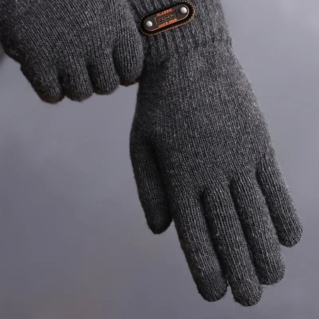 Manusi de Barbat,  Model Tricotat, Functie Touchscreen (ecran tactil), Material Acril, Manseta Elastica, Interior Catifelat, Marime Universala, Gri