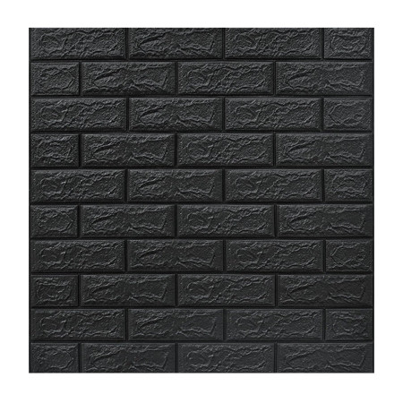 Set 10 Placi Tapet 3D,  70 x 77 cm, Grosime 3 mm, din Polietilena, Model Caramida, Suprafata acoperita 5.3 mp, Gri Antracit