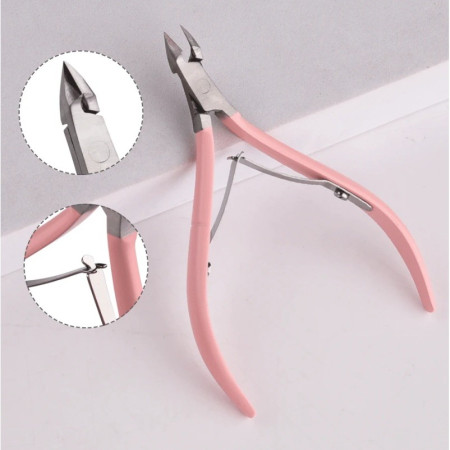 Cleste pentru Unghii si Cuticule, Cyrax, din Otel Inoxidabil, Protectie Varf, 17 x 7 x 2 cm, Roz
