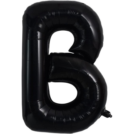 Balon Folie Metalizata Litera B, Cyrax, 40 cm, Umflati cu Heliu sau Aer, Ambalaj Individual, Pai inclus, Negru