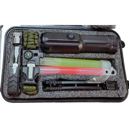 Kit supravietuire multifunctional,  Instrumente profesionale, Tip Valiza, pentru Camping, Drumetii, Aventuri in aer liber, 130x210 cm, Negru