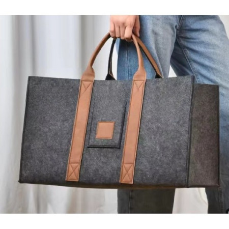 Cos Multifunctional pentru Rufe, Cos Depozitare,  Gri Inchis, 50x34x32, Geanta Durabila pentru Lemne si Accesorii