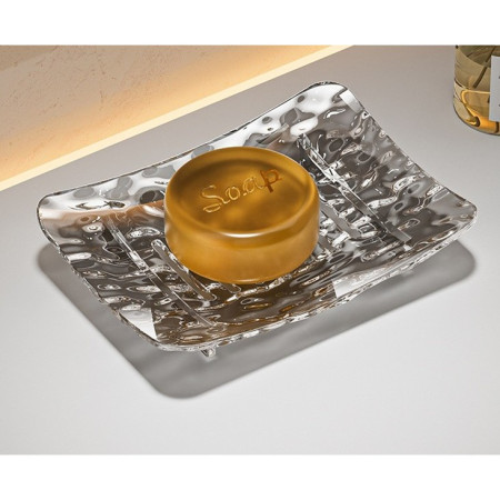 Savoniera din Plastic  11 x 8 cm, cu Scurgere Apa, Design Modern, Gri