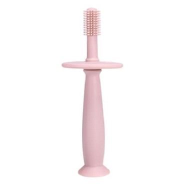 Periuta de Dinti din Silicon pentru Bebelusi, Cyrax, fara BPA, 360 Grade, Bariera Anti-Inghitire, Maner Ergonomic, 12.5 x 15 cm, Roz