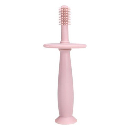 Periuta de Dinti din Silicon pentru Bebelusi, Cyrax, fara BPA, 360 Grade, Bariera Anti-Inghitire, Maner Ergonomic, 12.5 x 15 cm, Roz