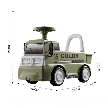 Mașinuță pentru copii, Cyrax, 3 ani, Model Camion, Sport, Claxon, Cutie Depozitare, 62x26x40 cm, Verde