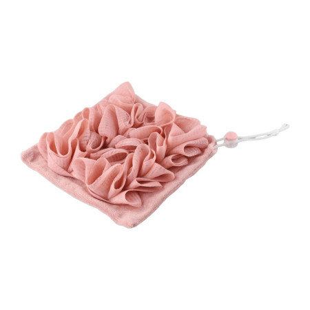 Prosop de Baie,  2in1, cu Burete din Plasa, 17 x 17 cm, Roz