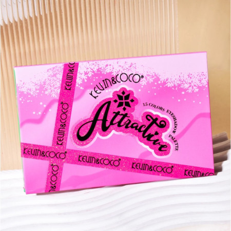 Paleta de Machiaj, KEVIN & COCO, Atractive, Farduri de Pleoape, 15 Culori, Model A, 16.5x10.8x1.5 cm, Multicolor