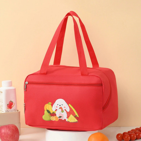 Geanta Termo-Izolanta, Cyrax, Compartimente Telefon si Tacamuri, Multifunctionala, Impermeabila, 30x21x20 cm, Design Iepuras, Rosu