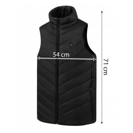 Vesta Inteligenta Incalzita,  Unisex, 2 Zone de Incalzire, Umplutura Bumbac, 3 Trepte de Temperatura, Incarcare USB, Negru, sub 45 kg, Marime S