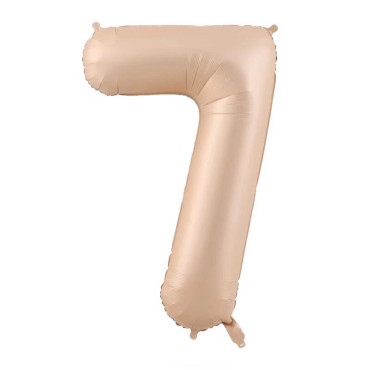 Balon din Folie Metalizata, Cyrax, Figurina Cifra, Model 7, Tema Aniversare 100 cm, Ambalaj Individual, Pai Inclus, Umflare cu Aer sau Heliu, Crem