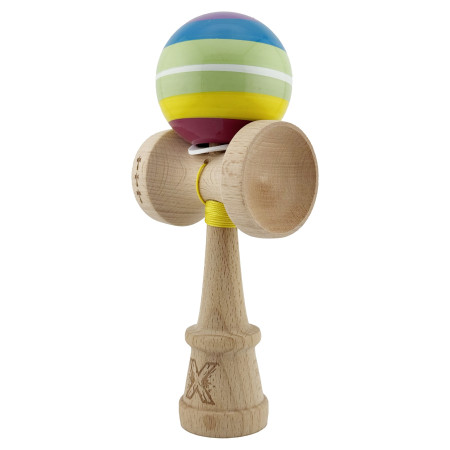 Kendama X Originala, Profesionala, Cyrax, Legendary Spectrum, Cupe Mari KING SIZE V3, Super Sticky, Gaura in Baza, Rulment Metalic, din lemn 18 cm, Ata 55 cm, Multicolor