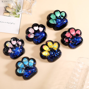 Jucarie Antistres Squishy, Cyrax, cu Revenire Lenta, Squeeze Pinch Family, Model Cat Paw, 6.5 x 6 cm, din Tpr, 4-6 Ani, Model 1 Pestisori, Negru cu Insertii