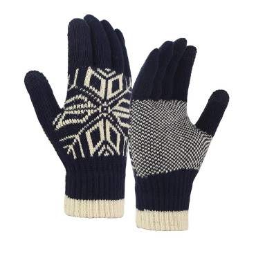 Manusi de Barbat,  Model Fulg, Functie Touchscreen (ecran tactil), Material Acril Tricotat, Manseta Elastica, Interior Catifelat, Marime Universala, Albastru Marin