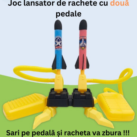 Cyrax Jucarie pentru copii, lansator rachete cu piciorul, doua lansatoare, 6 rachete, fara lumina