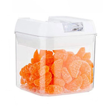 Cutie de Depozitare Alimente, Cyrax, Cutie de Depozitare tip Container pentru Bucatarie, cu Capac, Inchidere Ermetica, Cutie pentru Cereale, 10.5 x 10 x 10 cm, volum 0.5 L, Alb