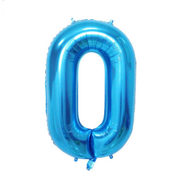 Balon din Folie Cyrax, Cifra 0, 81 cm, Pentru Aer sau Heliu, Bulk, Albastru