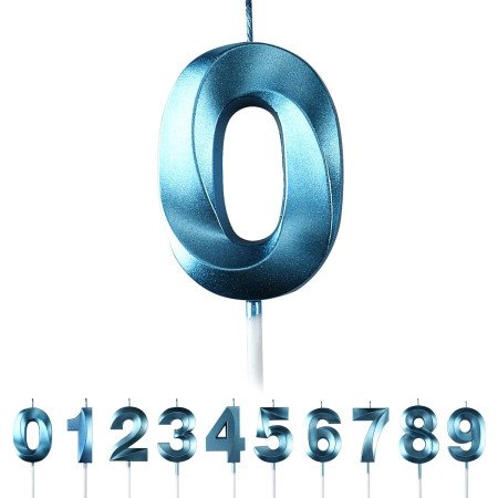 Lumanare Cifra 0, Cyrax, Model Diamond, 5 x 3.4 cm, Albastru