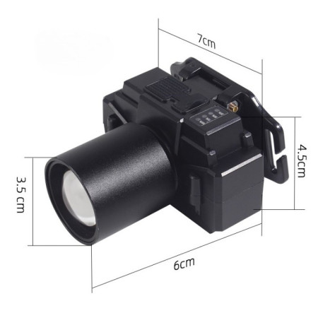 Lanterna LED de Montat pe Cap,  cu Raza Lunga de Zoom, Far Telescopic, Reglabil, Rezistent la Apa, pentru Pescuit in Aer Liber, Camping, Lumina Puternica, Lanterna, 7x4.5x6 cm, Negru