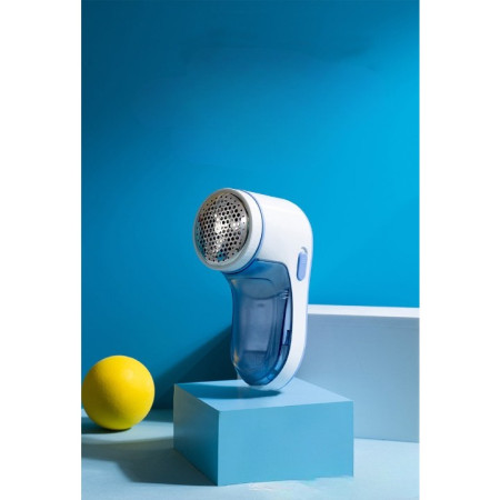 Aparat Pentru Curatat Scame, Par Si Praf,  Pentru Diferite Tipuri De Material, Cu Lame Din Otel Inoxidabil, Incarcare Prin USB Type-C, Cu Perie De Curatare si Cablu USB Incluse, Albastru, 15 x 7 cm